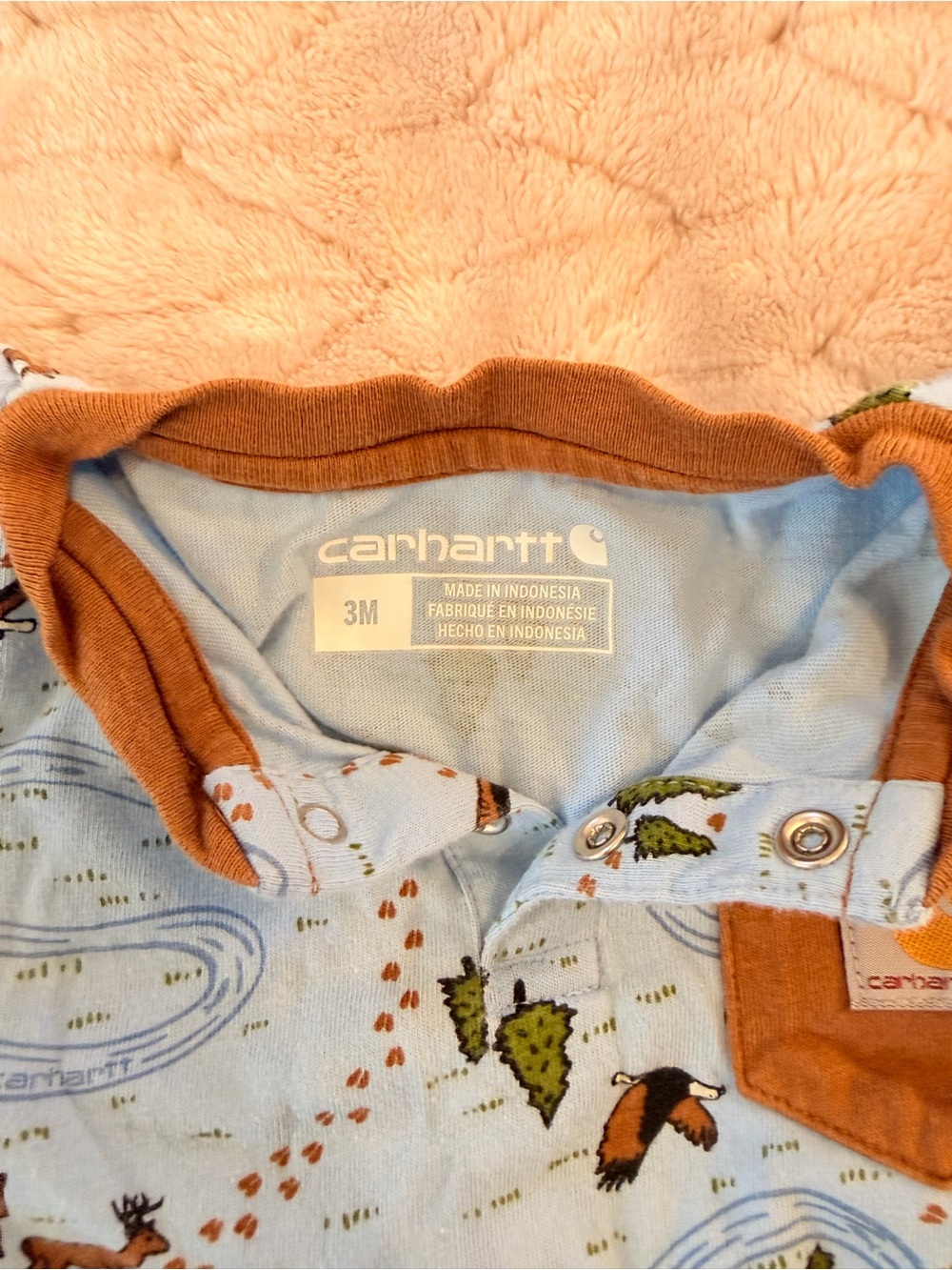 Carhartt Light Blue Woodland Print One-Piece with Brown Trim - Picture 4 of 4
